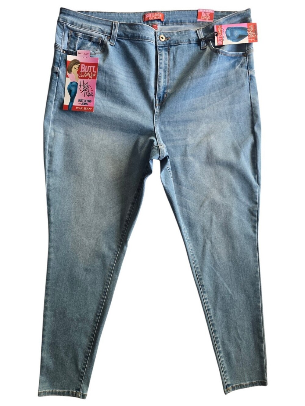 Wax Jean High Rise Light Blue Women's Butt Lifting Jeans Plus Size 24